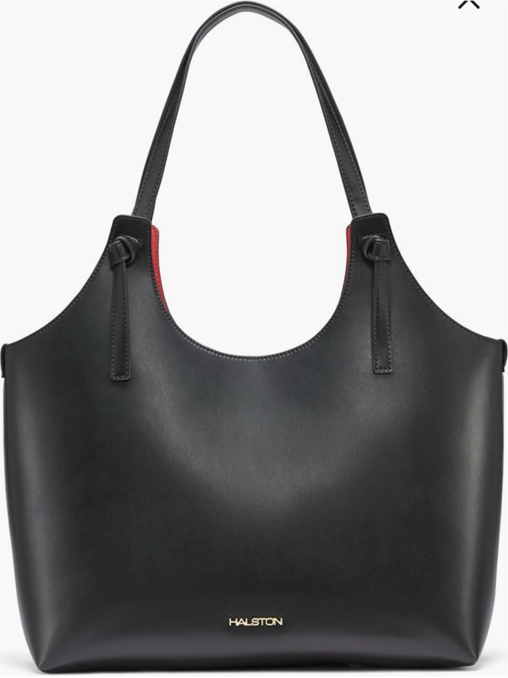 HALSTON Brooke Mini Tote Black Red Interior Shoulder Bag Chic Minimalist - Picture 4 of 13